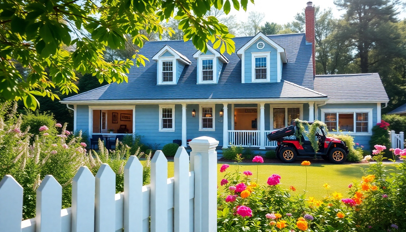 Admire the stunning features of cape cod homes with an attached garage and flourishing gardens.