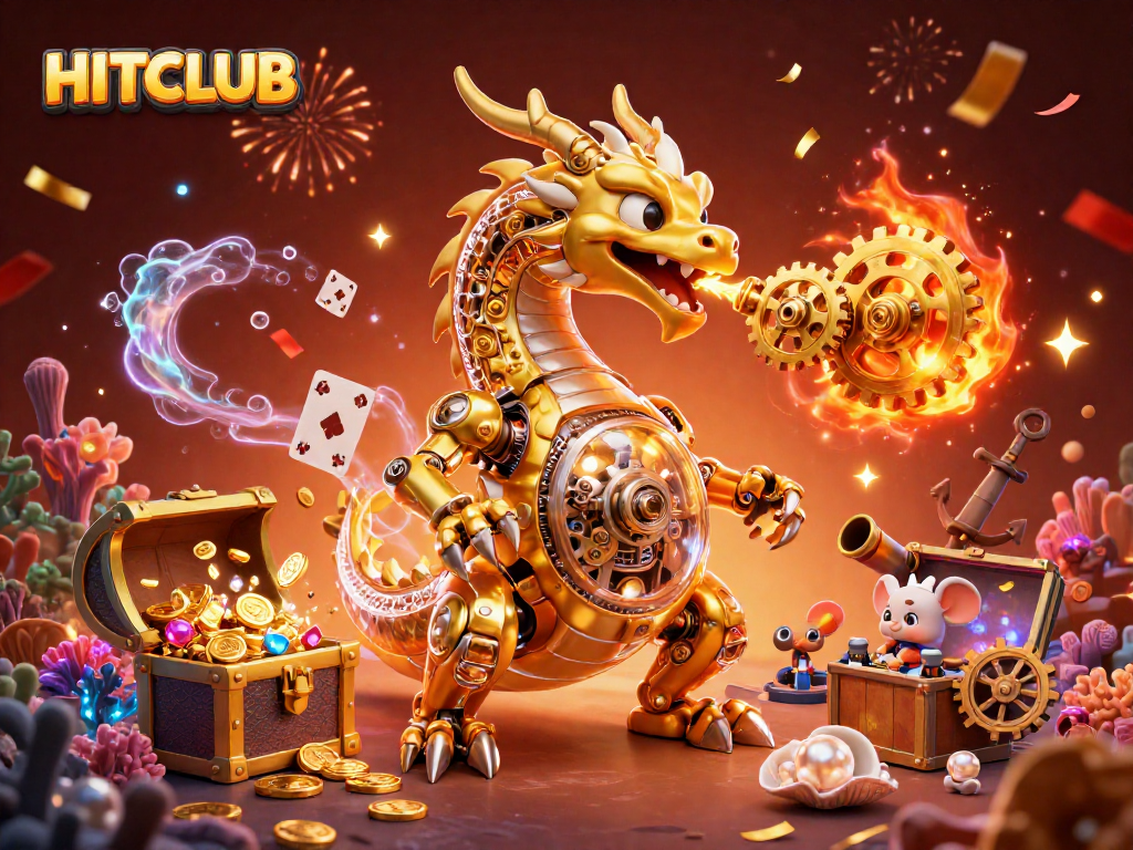 Experience winning opportunities with HITCLUB's exciting games and rewards in a vibrant 3D casino scene.