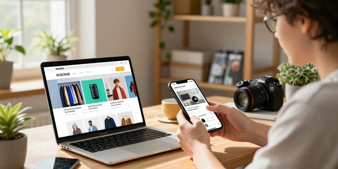 Engaging e-commerce setup featuring the ROKOK88 platform for buying and selling second-hand items.