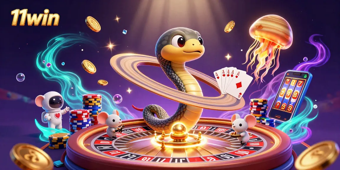 Experience thrilling gameplay at 11win with our cosmic casino scene featuring engaging gamblers.
