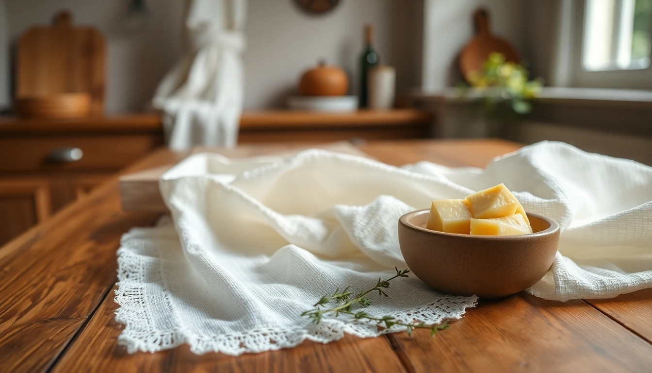 Kaasdoek geshowcased met verse kaas en kruiden, perfect voor culinaire toepassingen.