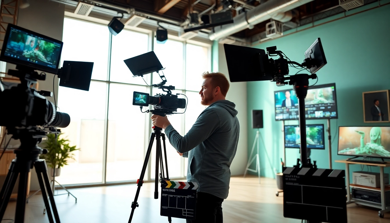 Videographer creating a compelling video strategy in an innovative studio setting.