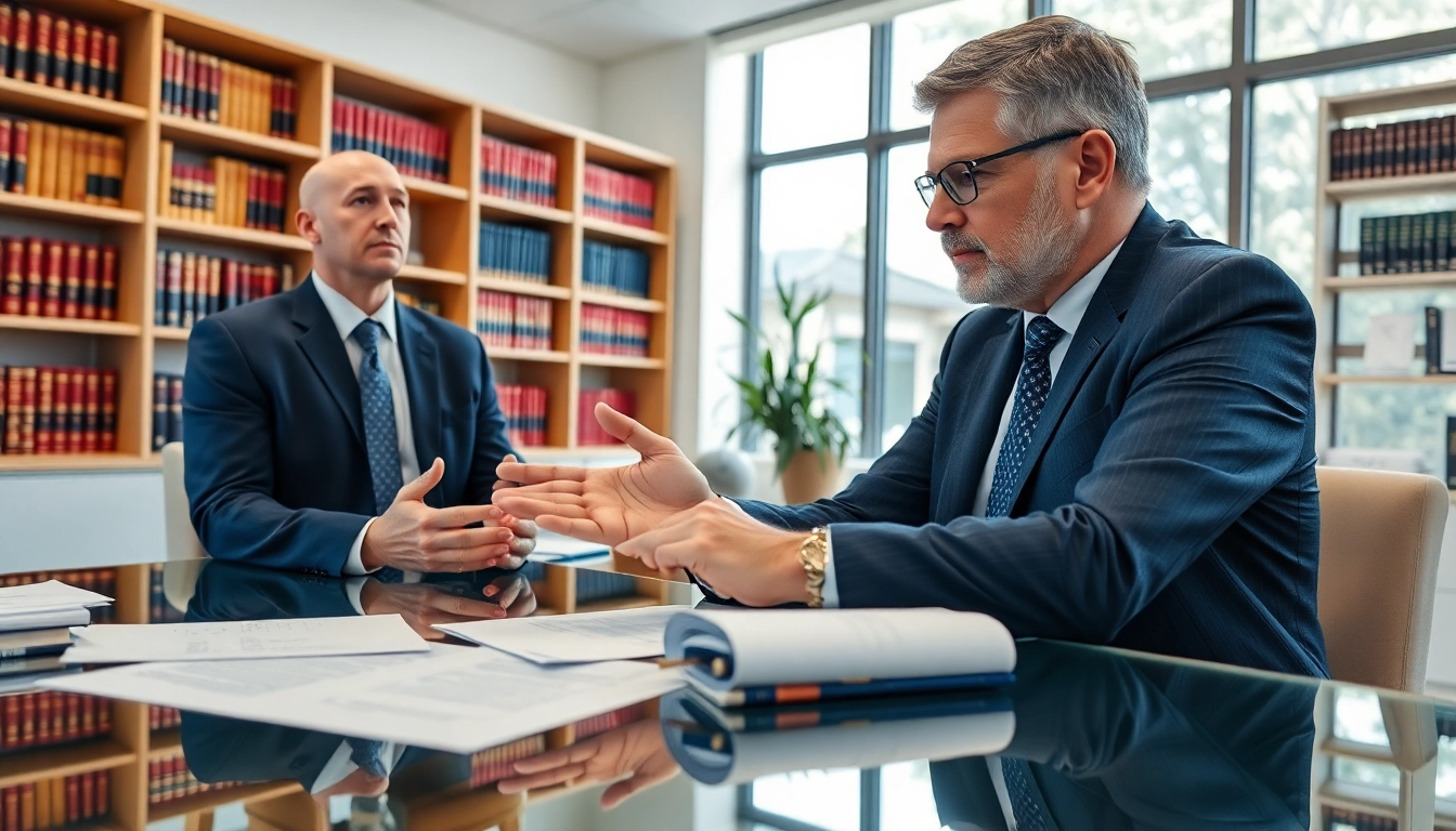 Detailed consultation with a Clearwater truck accident lawyer in a modern office setting.