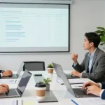 Discuție despre contabilitate asociații și fundații nonprofit într-o sală de conferință modernă cu echipă diversificată.